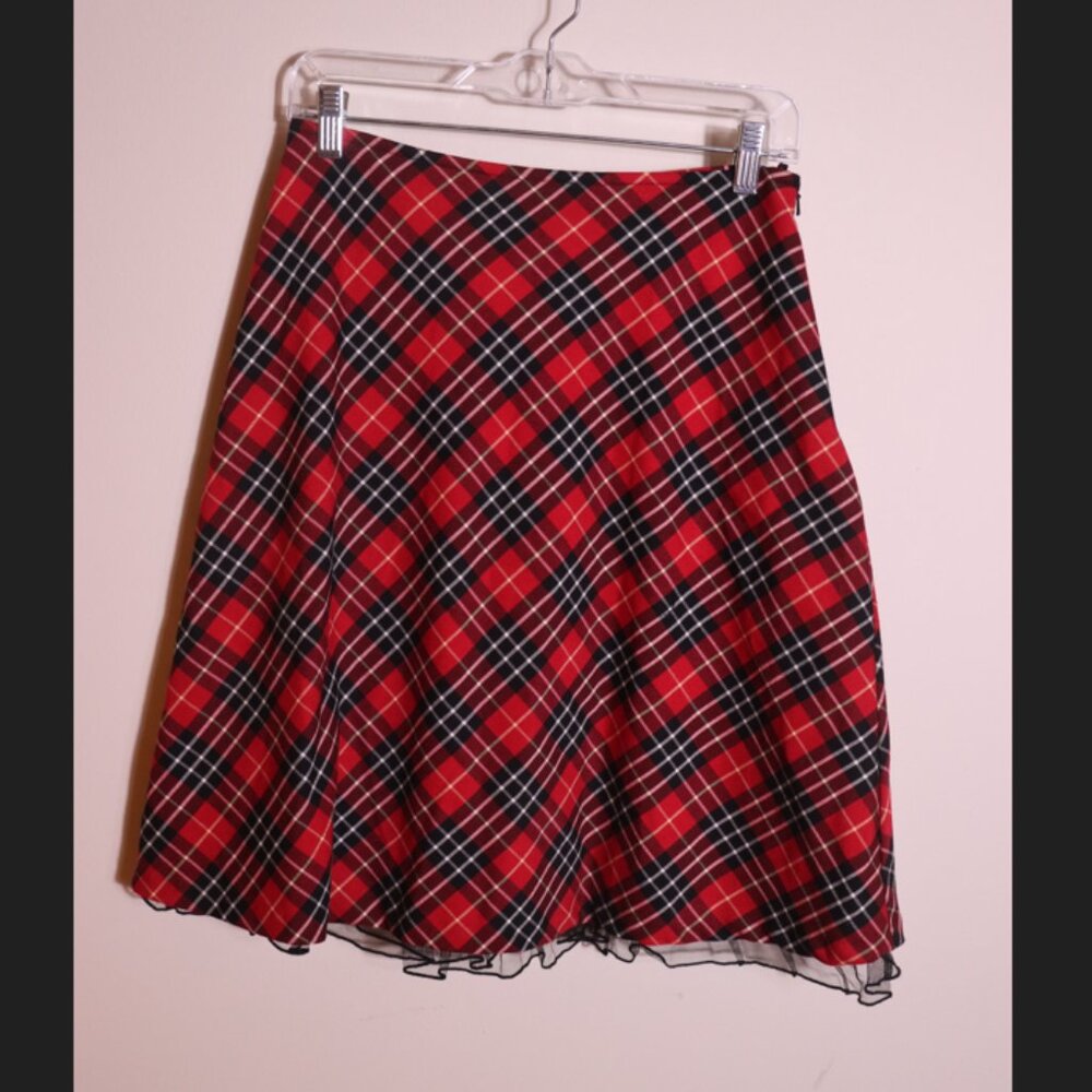 Hanna Andersson Girls Size 6 Red Black Plaid Holiday Skirt